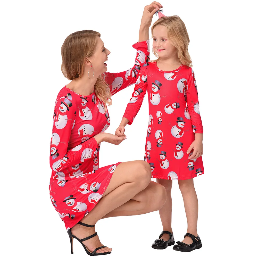 1 шт. детское платье с принтом снеговика на Рождество | Женская одежда