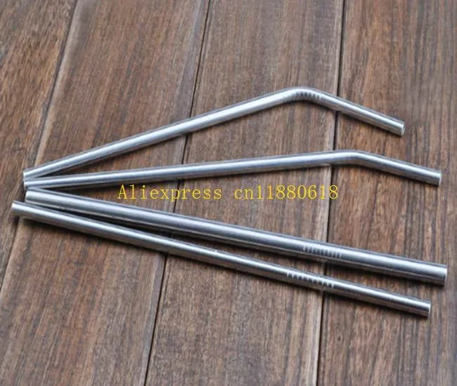 

300pcs/lot Bend Metal straw straight stainless steel drinking straw 6x215x0.5mm For cup 20 OZ Party Bar Clup