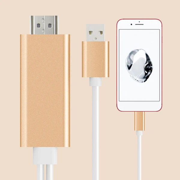 Gold HDMI кабель для iPhone 6 S 7 8 Plus X iPad iOS 10 11 12 USB в HDMI конвертер HDTV Цифровой AV адаптер для Lightning-HDMI кабель - Цвет: Gold