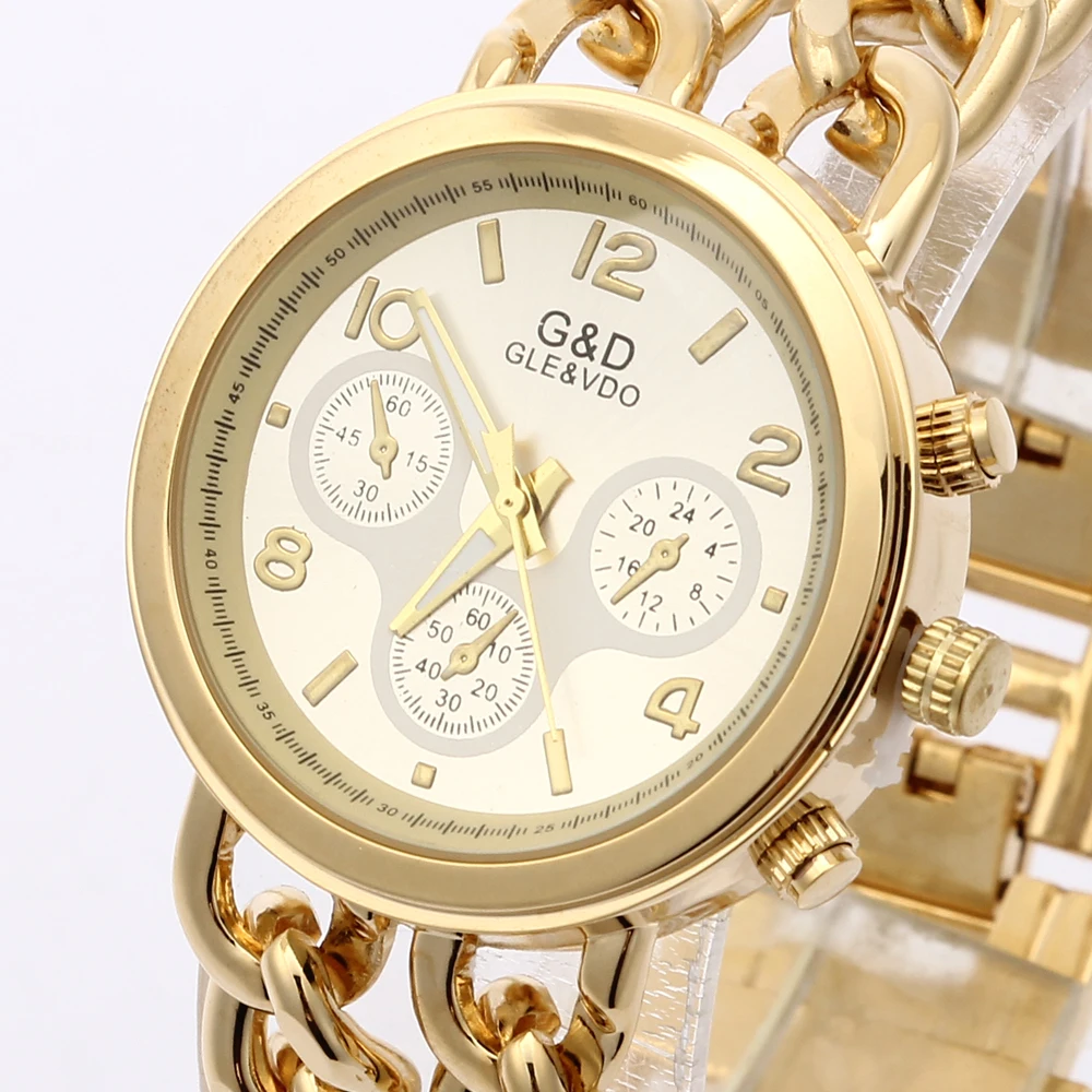 Часы G & D женские модные кварцевые из нержавеющей стали|gift gifts|gift womengift gold |