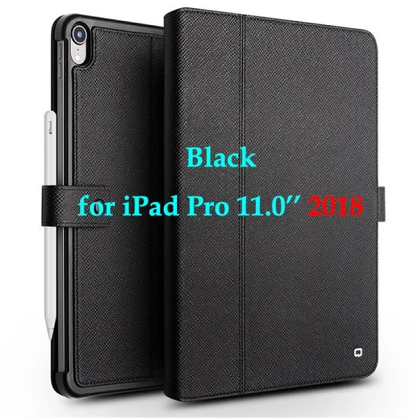 black iPad Pro 11 Умный чехол из натуральной кожи для планшета iPad Pro 12,9 из натуральной воловьей кожи для iPad Pro 11 Qialino бренд - Цвет: black iPad Pro 11