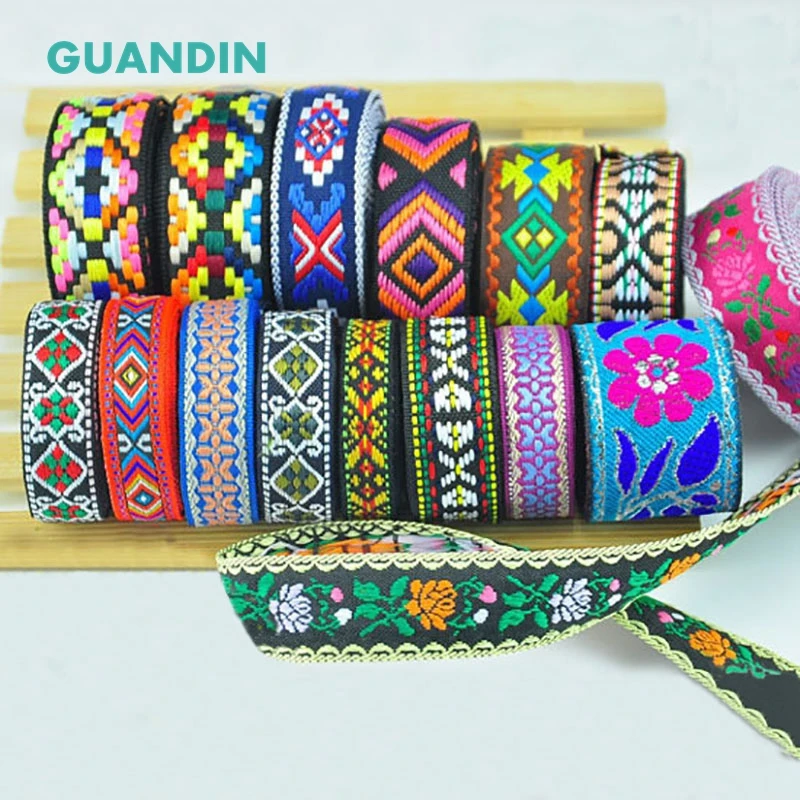 GUANDIN, кружевные аксессуары, цветная Этническая ветровая лента, кружево, ручная вышивка, занавеска, одежда, кружево, ремесло и подарочная упаковка/1 шт./1 ярд
