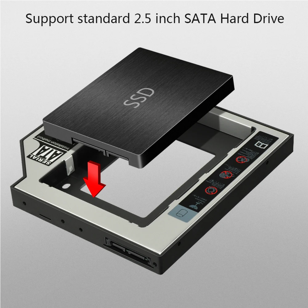 DeepFox SATA 3 0 2-й HDD Caddy 12 7 мм для 2 5-дюймового твердотельного диска корпус жесткого