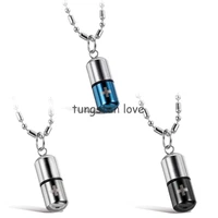 punk love pill cross capsule design stainless steel pendant necklace blackbluewhite 3 colors selectable