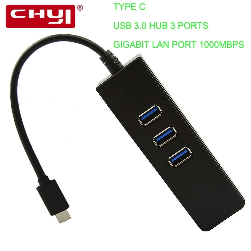 Chyi USB c 3.1 Тип C to Gigabit Adapter серии 3 Порты и разъёмы 3.0 Алюминий концентратор с адаптер