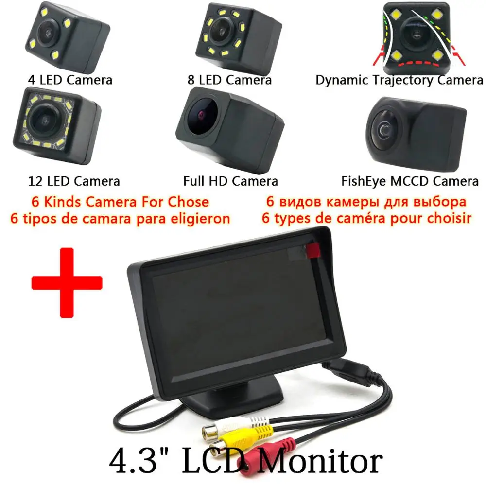 Camera 4.3 inch LCD Для Mitsubishi Lancer EX 2008 2010 Pajero io автомобильный Full HD 1280*720 запасная камера заднего вида с ЖК-монитором - Название цвета: Camera 4.3 inch LCD
