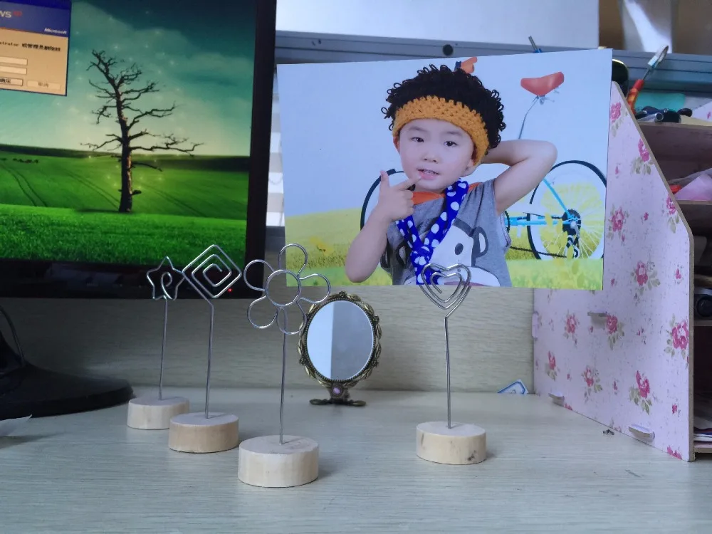 1 шт. винтажное дерево кованое железо пасторальный зажим для заметок креативная