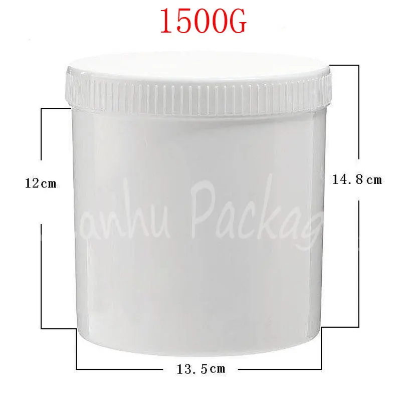 1500ML White Plastic Cream Jar ,1500CC Mask / Cream / Powder Packaging Bottle , Empty Cosmetic Container , Makeup Sub-bottling