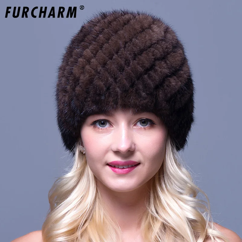 Зимняя шапка из натурального меха норки для женщин подлинный натуральных мех