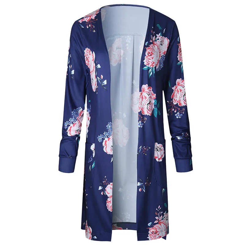 

New Women's Long Sleeve Cardigan Ladies Floral Printed Tops Coat Jacket Outwear