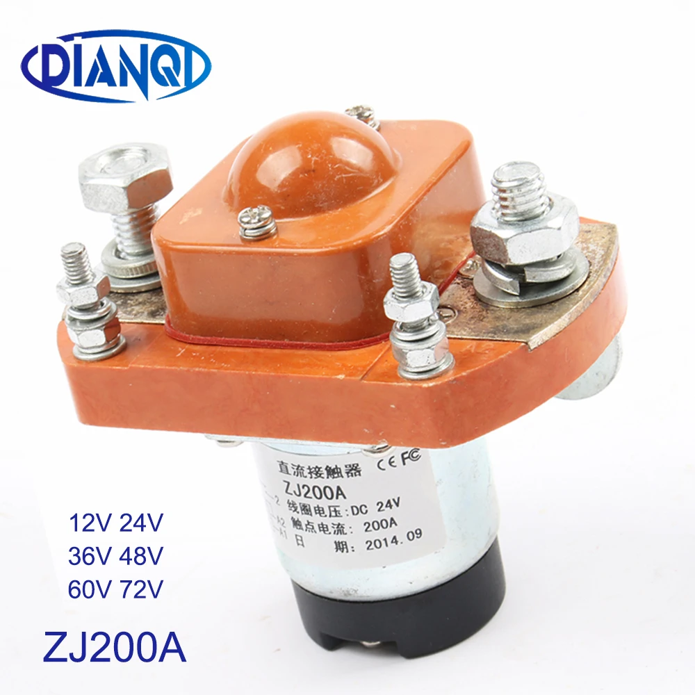 ZJ200A 1NO обычное открытие 12 В 24 36 48 60 в 72 200 А постоянного тока контактор для