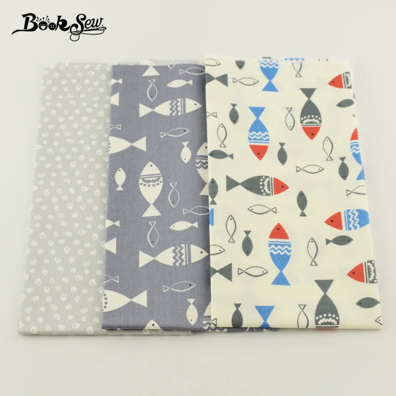 Booksew 100% хлопчатобумажная саржевая ткань 3 шт. различные цвета и дизайн четверть