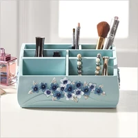 resin makeup organizers for office bathroom cosmetics storage organizers european style blue flower