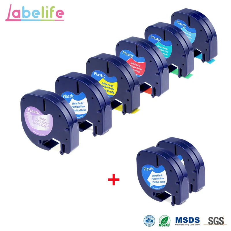 Labelife 8 шт комбинированный LetraTag пластмассовый 12267 91201 91202 91203 совместимый с DYMO