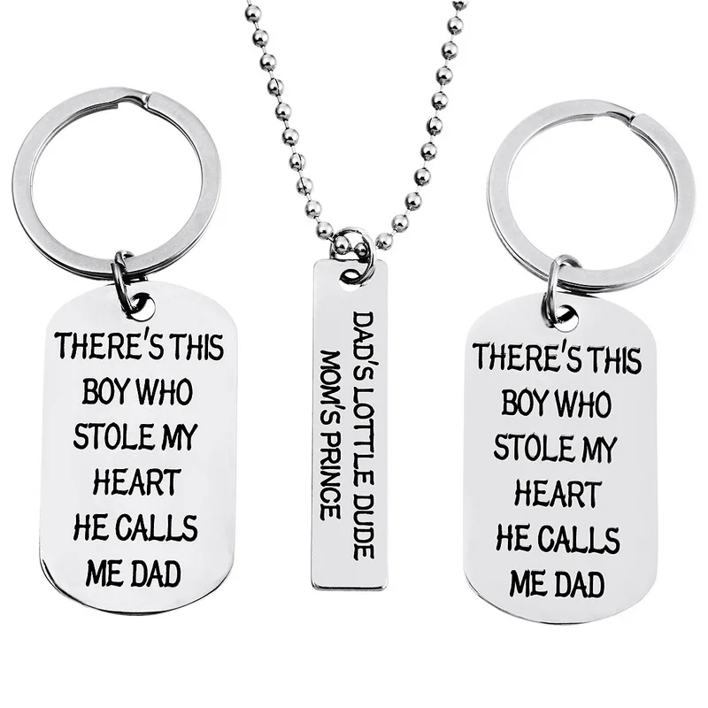 2PCs Fashion Stainless Steel Necklaces Charms Rectangle Carved Letters Heart &amp Pendants For Lovers Mother's Day Gift | Украшения и