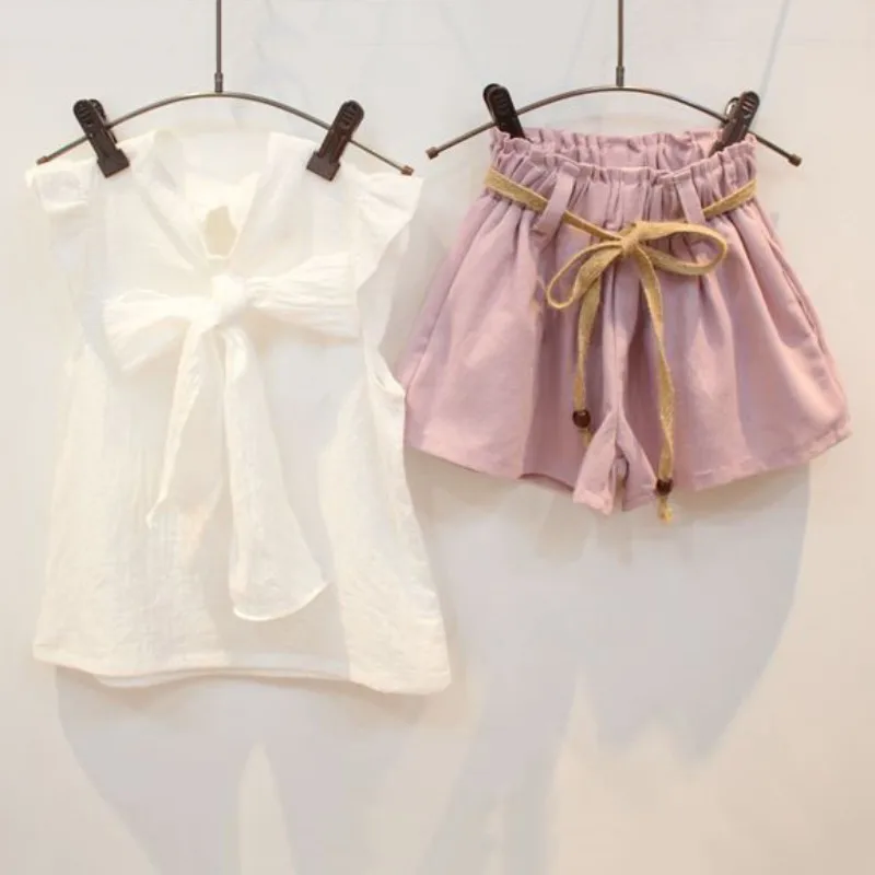 Комплекты одежды для девочек 2018 летняя детская одежда шифоновые футболки с
