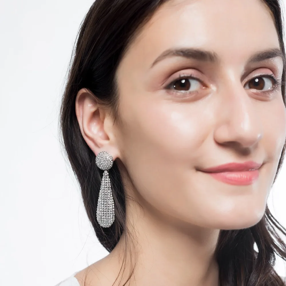 WEALTHYBOO Crystal Korean Earrings Jewelry 2018 New Arrival Teardrop Stone Dangle For Women Wedding Engagement Fashion Accessory | Украшения