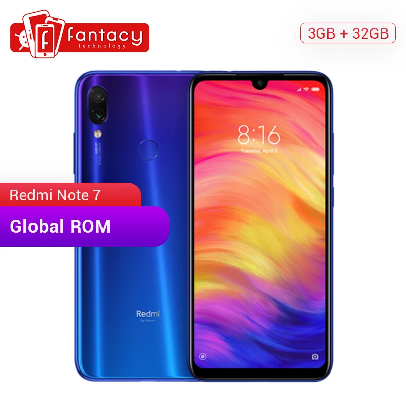 Xiaomi Redmi Note 7 с глобальной прошивкой 3 Гб ОЗУ 32 ПЗУ Восьмиядерный мобильный телефон