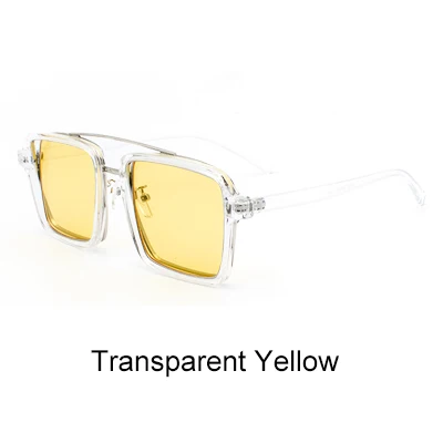 Transparent Yellow Ralferty Ретро Оправа очков квадратные очки для мужчин и женщин модные солнцезащитные очки 0 градусов оптика с диоптрией близорукость рамки J9169 - Цвет линз: Transparent Yellow