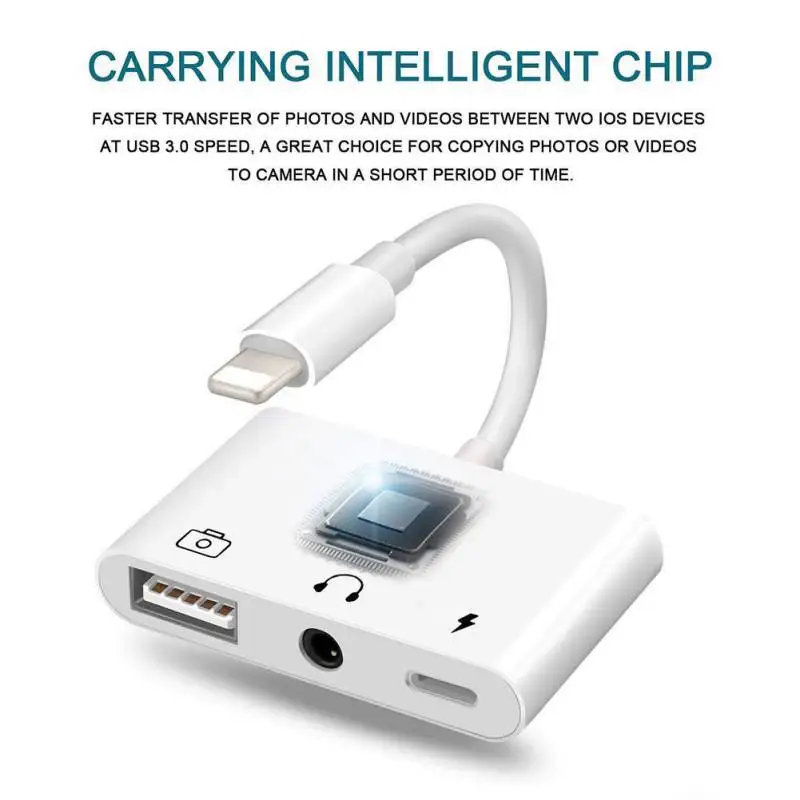 3,5 мм разъем для наушников 3 в 1 для Lightning-аудио OTG USB 3 камера ридер адаптер с зарядным портом для всех iPhone/iPad/iPod