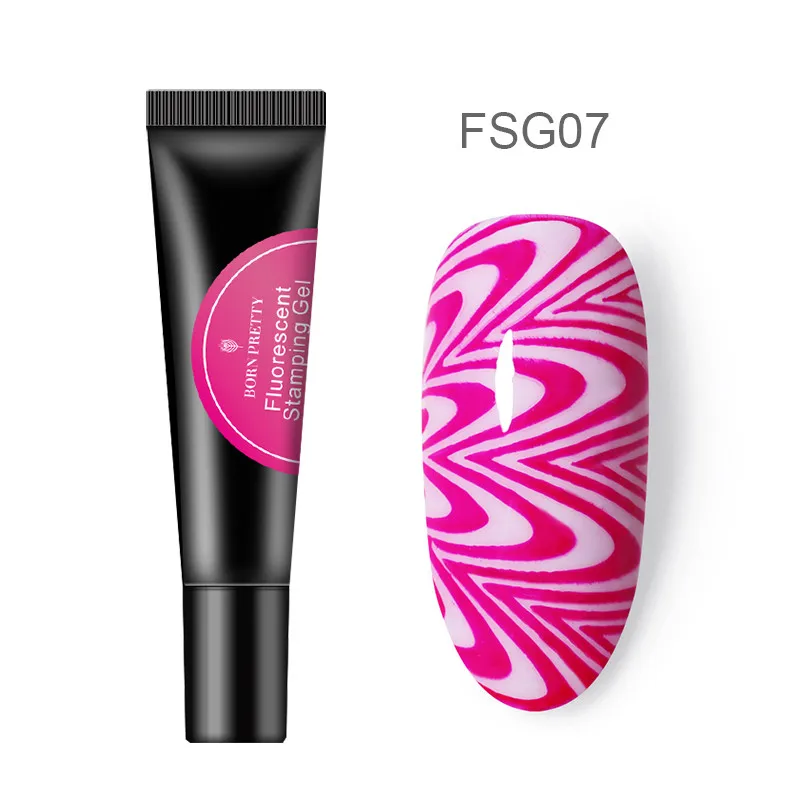 FSG07 От BORN PRETTY-8 мл неоновая Люминесцентная штамповка Гель-лак для ногтей штамп плиты био-Гели Soak Off УФ гель-Лаки Пелл Off, необходимые для ногтей "сделай сам" - Цвет: FSG07
