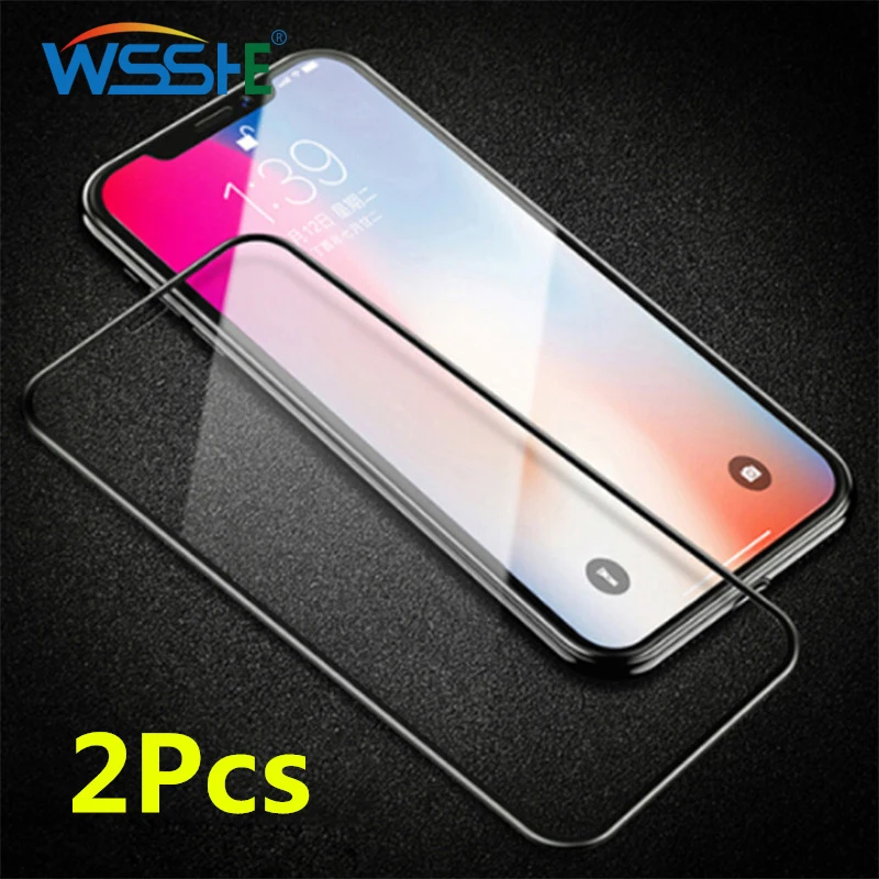 2 шт 9D полное покрытие экрана протектор на iPhone 7 6s 8 plus закаленное стекло для Xr Xsmax Xs