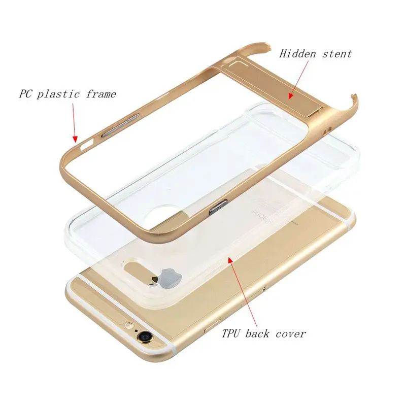 Фирменная Новинка 3D Подставки чехол для телефона iPhone 7 4.7 &quot PC + TPU ультра-тонкий