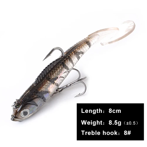 018 8cm FISHKING 1 шт. 8/10 см приманки мягкие приманки с 3D глаза тройными крючками приманки stackle мягкие приманки для приманки тройные Крючки и рыболовные принадлежности - Цвет: 018 8cm