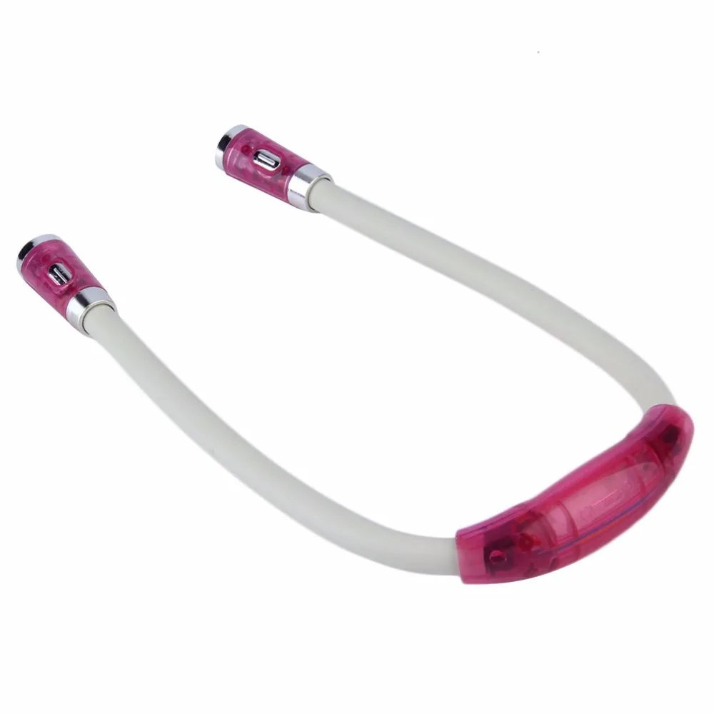 Розовый/Черный шейный фонарь с 4 режимами LED Handsfree для чтения книг ночник