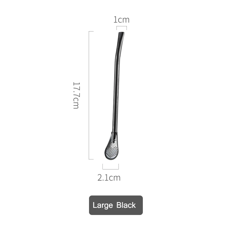 large-black 2 в 1 многоразовая соломенная ложечка-фильтр для чая шейкер кофейные фильтры ложки для кружек пивная чашка посуда барные аксессуары - Цвет: large-black