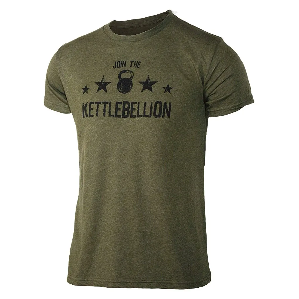 Зеленая Мужская футболка фитнес Join The Kettlebellion в стиле милитари триммикс для
