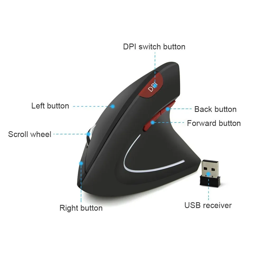 chyi vertical wireless ergonomic computer mouse red 1600dpi button optical 6d gamer mause led backlit usb gaming mice for laptop free global shipping