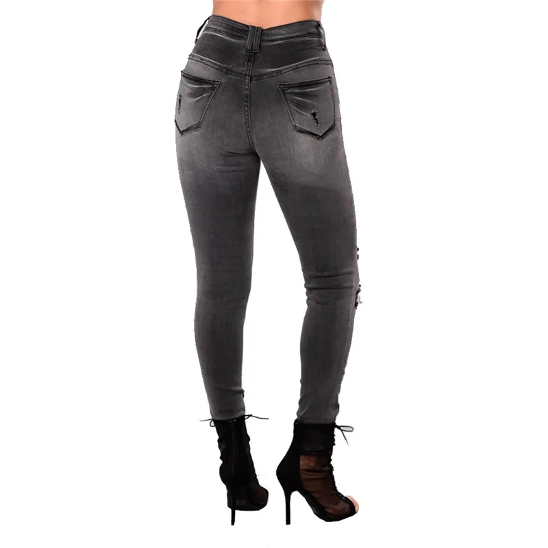 2018 новый европейский и американский Для женщин джинсы с дырками карандаш брюки