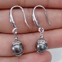 vintage baroque black grey colors pearl earring for women modern earring piercing earrings french brides earrings jewelry gifts