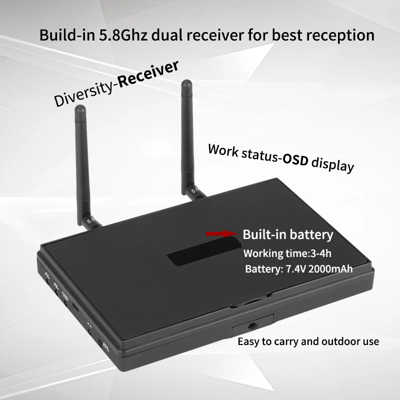Lcd 5802S VS lcd 5802D 5802 FPV монитор " 7 дюймов ЖК-экран 800*480 5,8G 40CH со встроенным аккумулятором для FPV мультикоптера