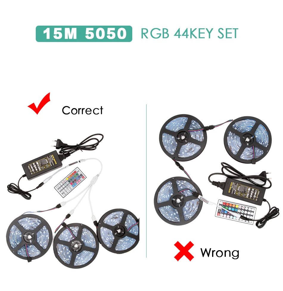 Светодиодный светильник DC 12 В RGB SMD 2835 5050 Гибкая Диодная лента 5 м 10 м 15 м 44Key полный комплект водонепроницаемый светильник ing