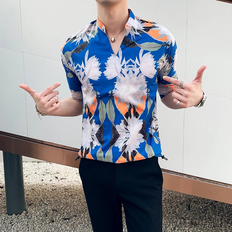 Хлопковые мужские Гавайские рубашки пуловер повседневные Camisa Masculina пляжные с