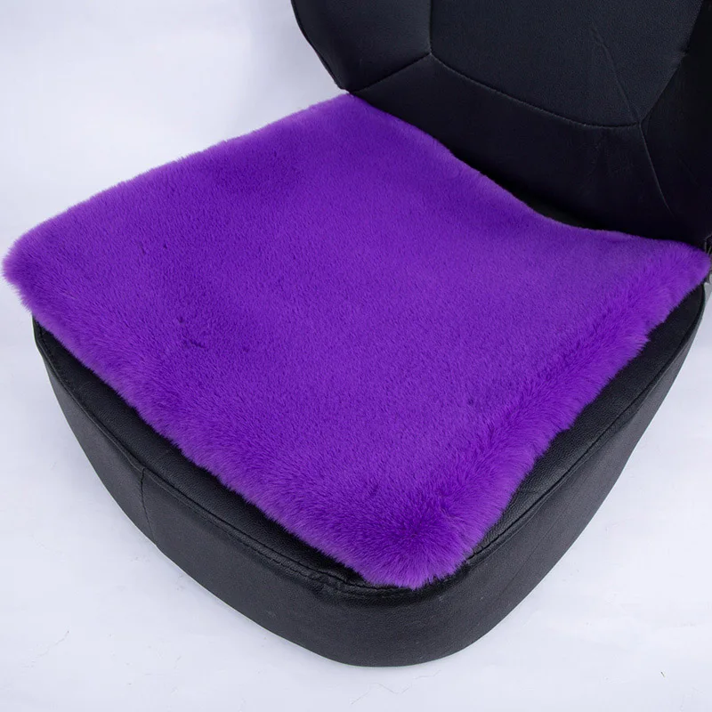 Purple KAWOSEN, универсальный чехол для сиденья из искусственного меха кролика, милые аксессуары для салона автомобиля, стильные плюшевые черные чехлы для сидений автомобиля FFFC03 - Название цвета: Purple