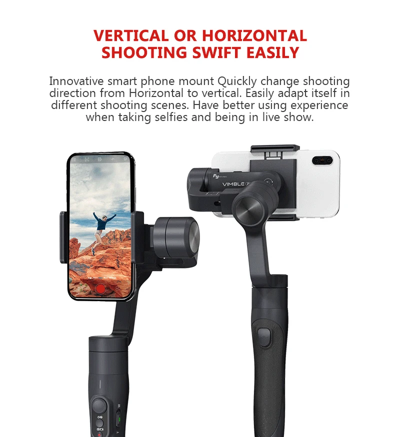 FeiyuTech FY Vimble 2 3 оси ручной шарнирный стабилизатор для камеры GoPro для I-Phone HUAWEI Mi 5 ручка Gopro5/4/3 увеличенный срок полюс Pk гладкая Q