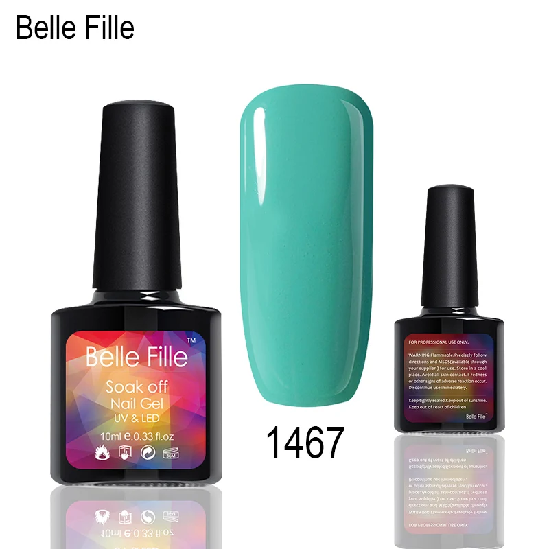 Belle Fille УФ гель для ногтей Летняя зеленая серия гели трава нужно верхнее покрытие