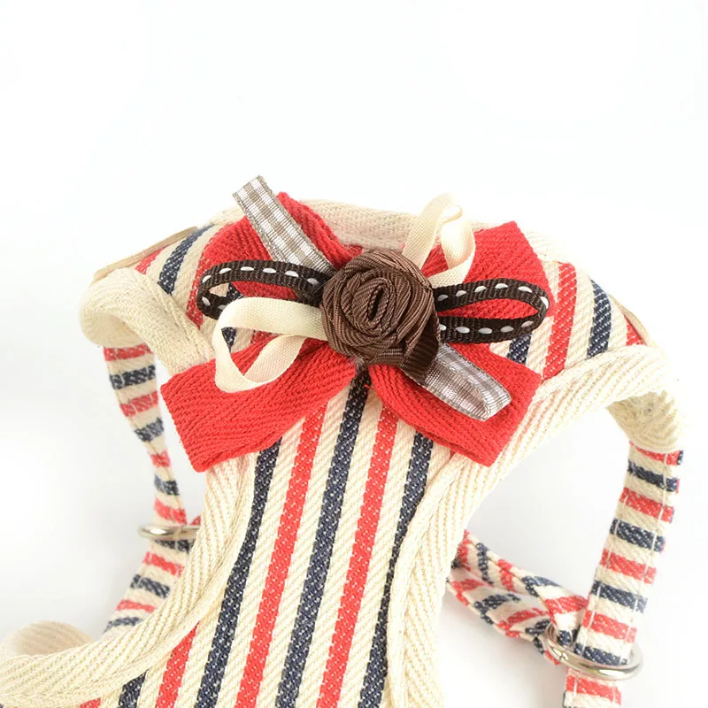 High-quality Adjustable Pet dog Harness Leash Set With Traction Rope Cute Stripe Chest Back Comfortable Accessories Vest Hot | Дом и сад