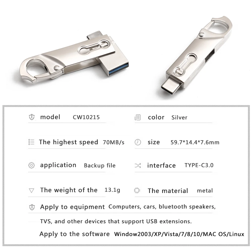 Type-C USB 3,0 двойная ручка штекер привод высокоскоростная Флешка 32 Гб емкость карта памяти смартфон U диск USB флэш-накопитель