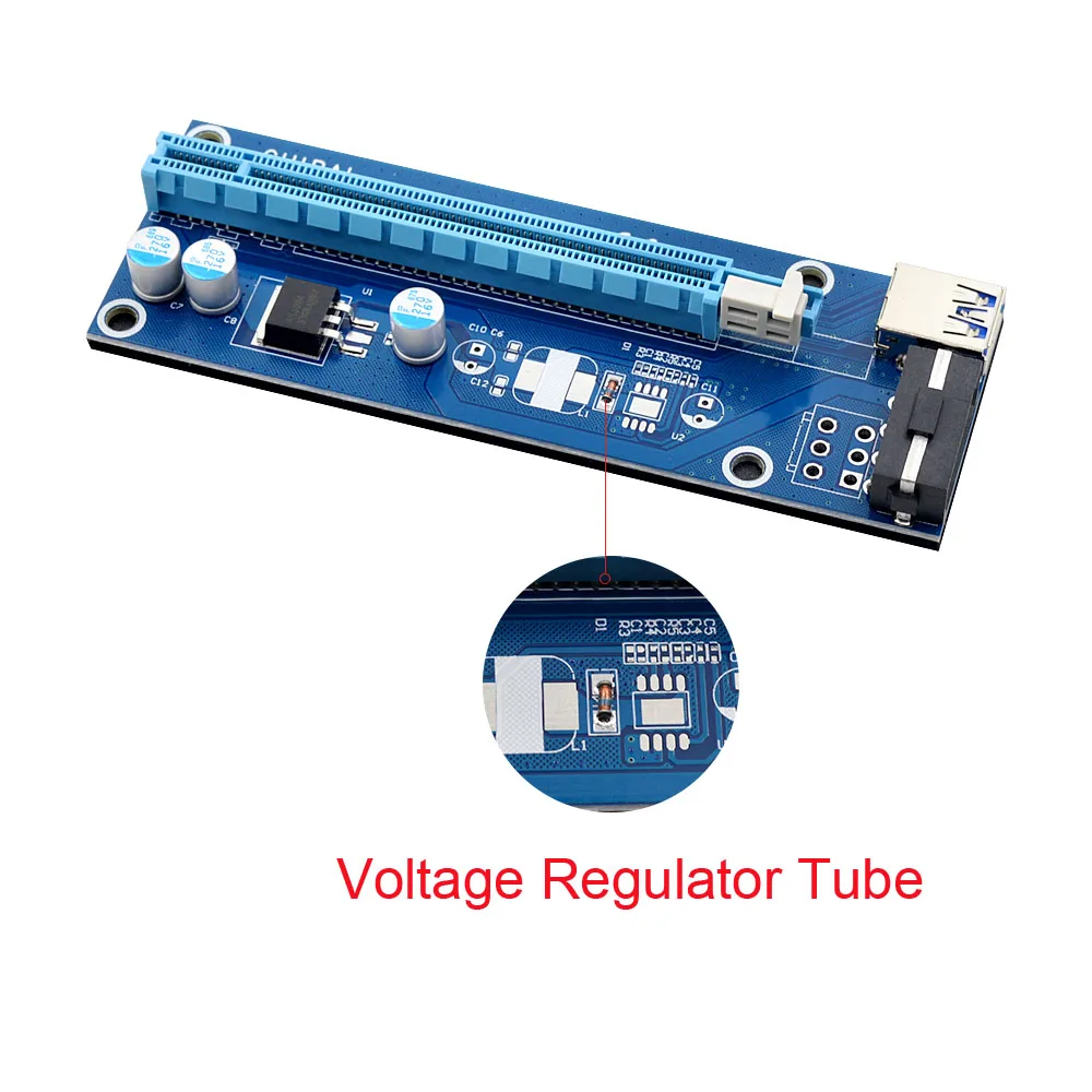 CHIPAL 10PCS Regulator Tube 0.6M PCI-E 1X to 16X Riser Card Extender + USB 3.0 Data Cable SATA 4Pin IDE Power Supply | Компьютеры и