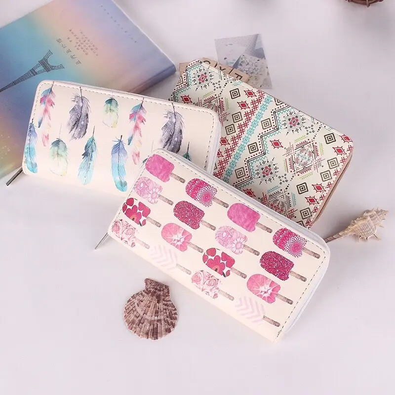 Длинные кошельки с принтом арбуза ананаса пера в этническом стиле|pocket purse|long