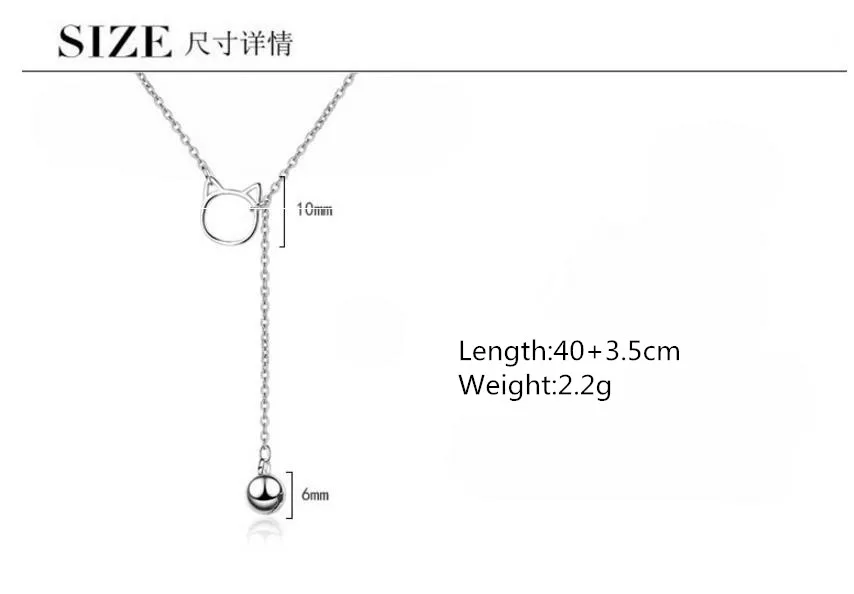 

LUKENI 2018 Summer Trendy Female Cat Bell Pendants Necklace Jewelry Charm Silver 925 Women Choker Necklace Accessories Lady Gift