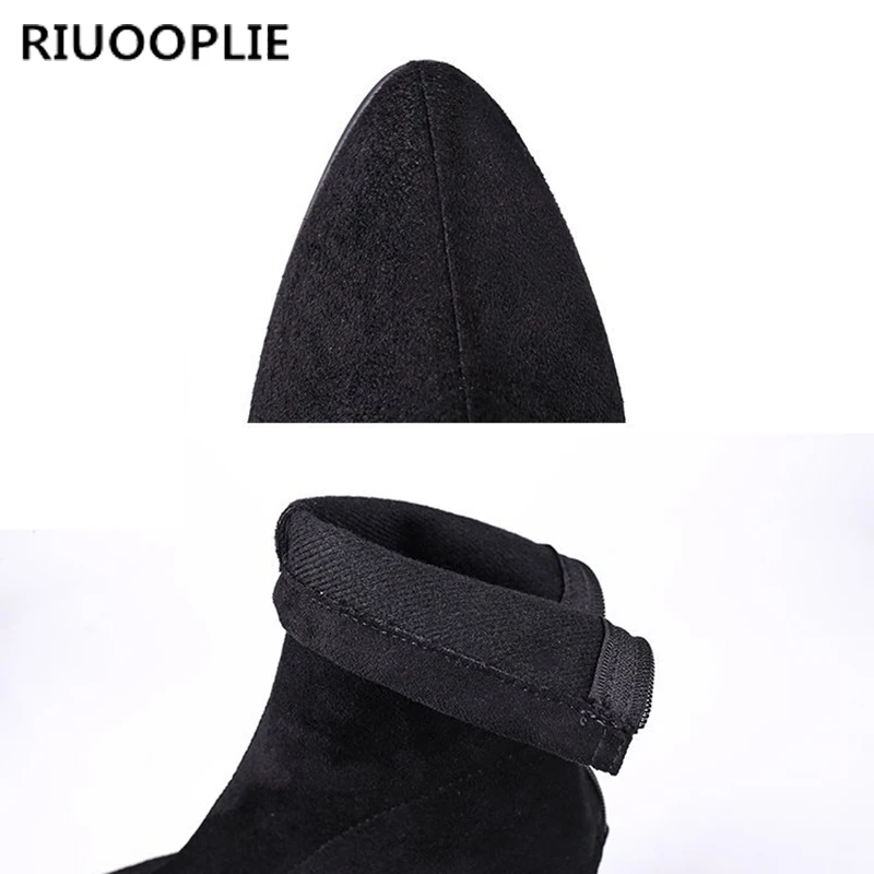 RIUOOPLIE/женские ботинки сезон осень-зима новые модные повседневные Черные замшевые