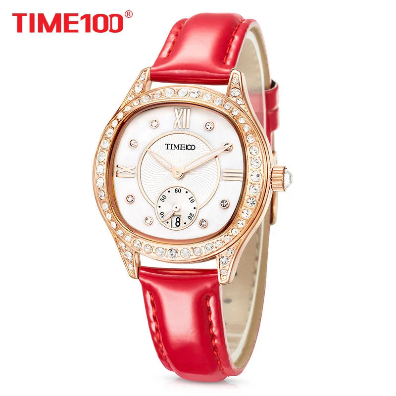 Часы женские Кварцевые водонепроницаемые с кожаным ремешком и большим