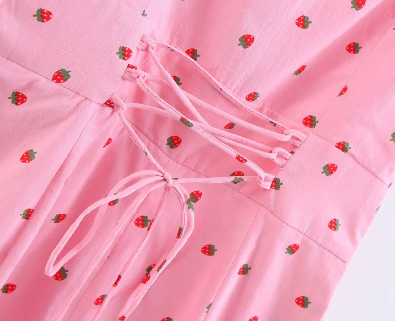 2019 Новые Сладкая клубника с короткими пышными рукавами короткий комбинезон Для