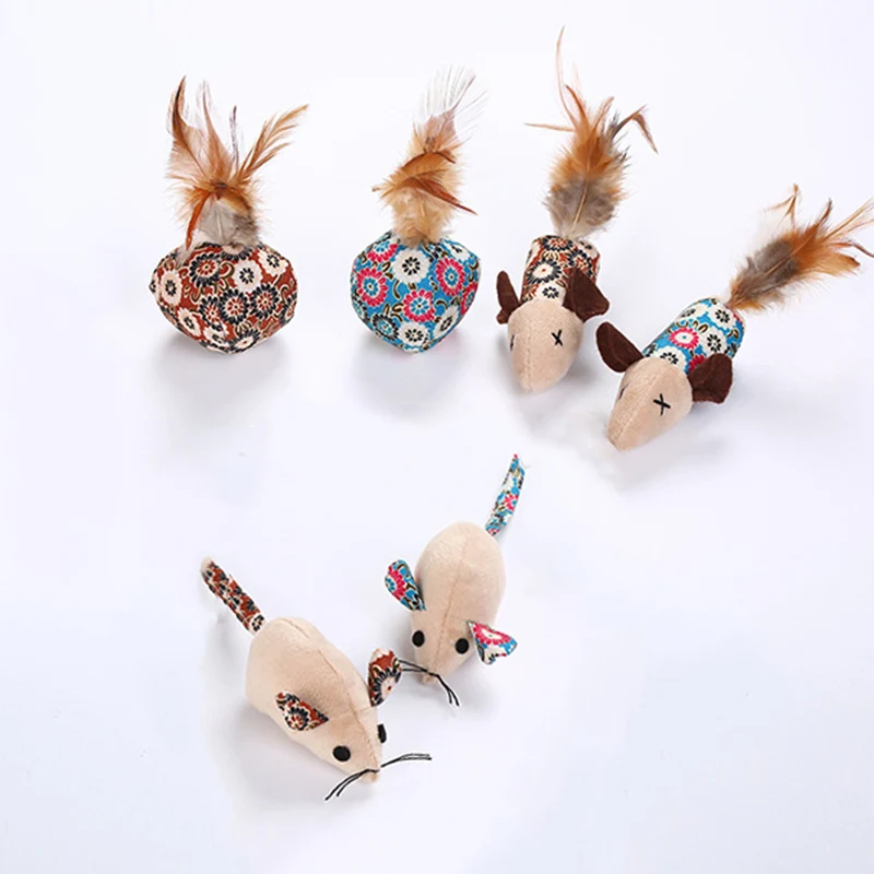 Игрушки для кошек 3 шт./компл. мышка мяч перо скребок игрушка с мятой забавные