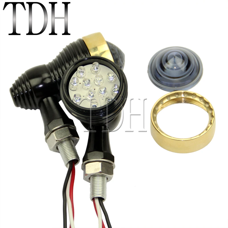 Мотоциклетный Черный с латунным поворотным сигналом светлый янтарный свет